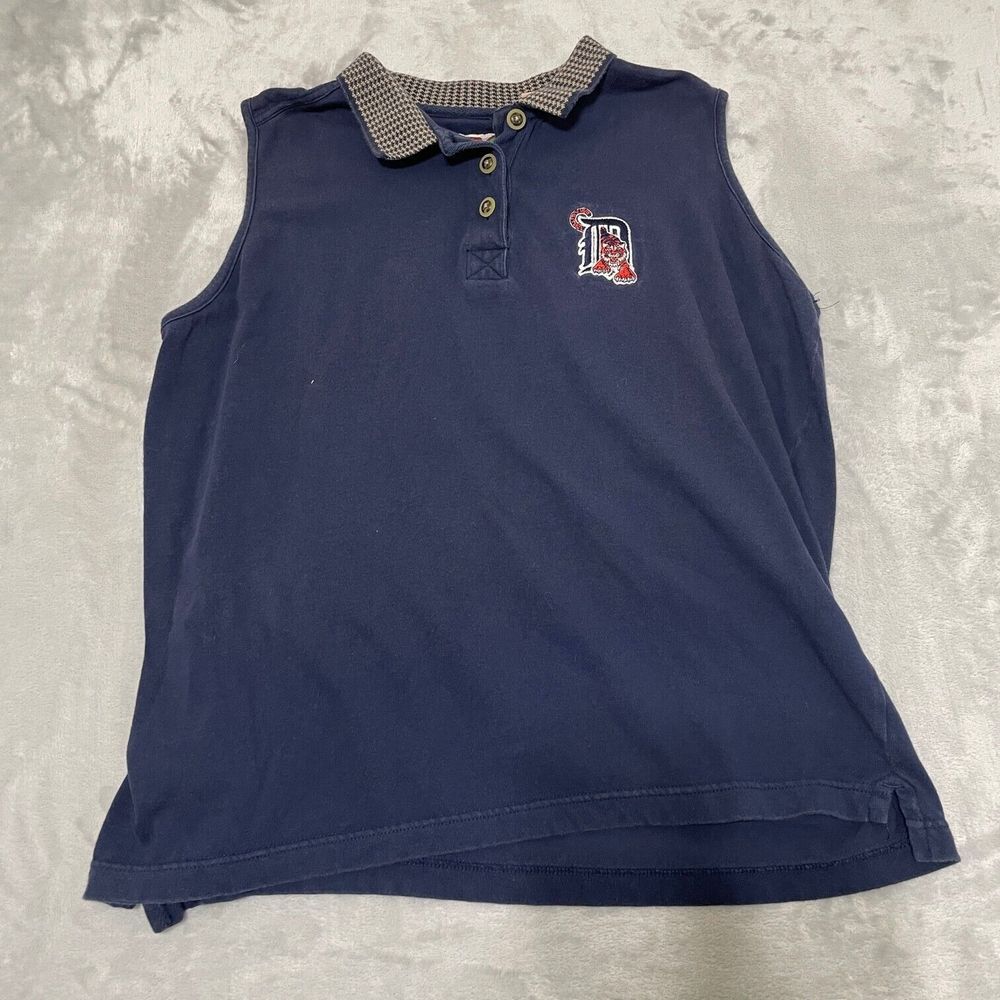 Detroit Tigers Shirt Womens Large L Blue Boa Resort Vintage Sleeveless Vintage